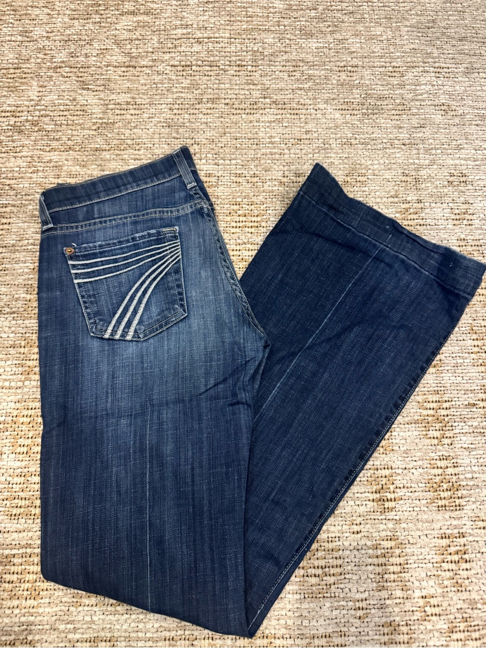 7 For All Mankind Dark Blue Wide Leg Jeans